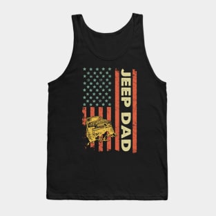 Jeep Dad American Flag Jeep Father's Day Jeep Gift Jeep Papa America Jeep 4th of July Tank Top